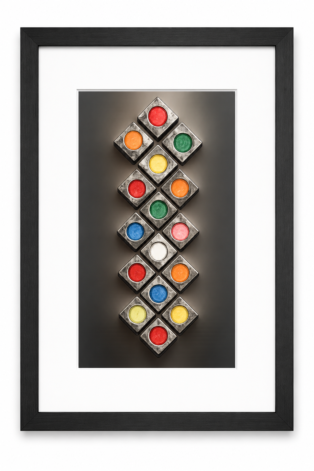 Vertical Coloured Cubes Print