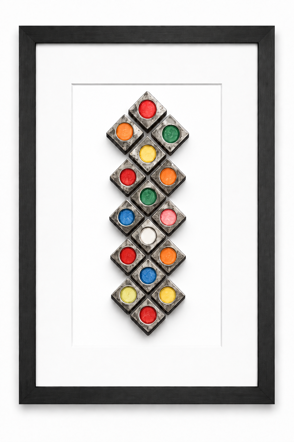 Vertical Coloured Cubes Print