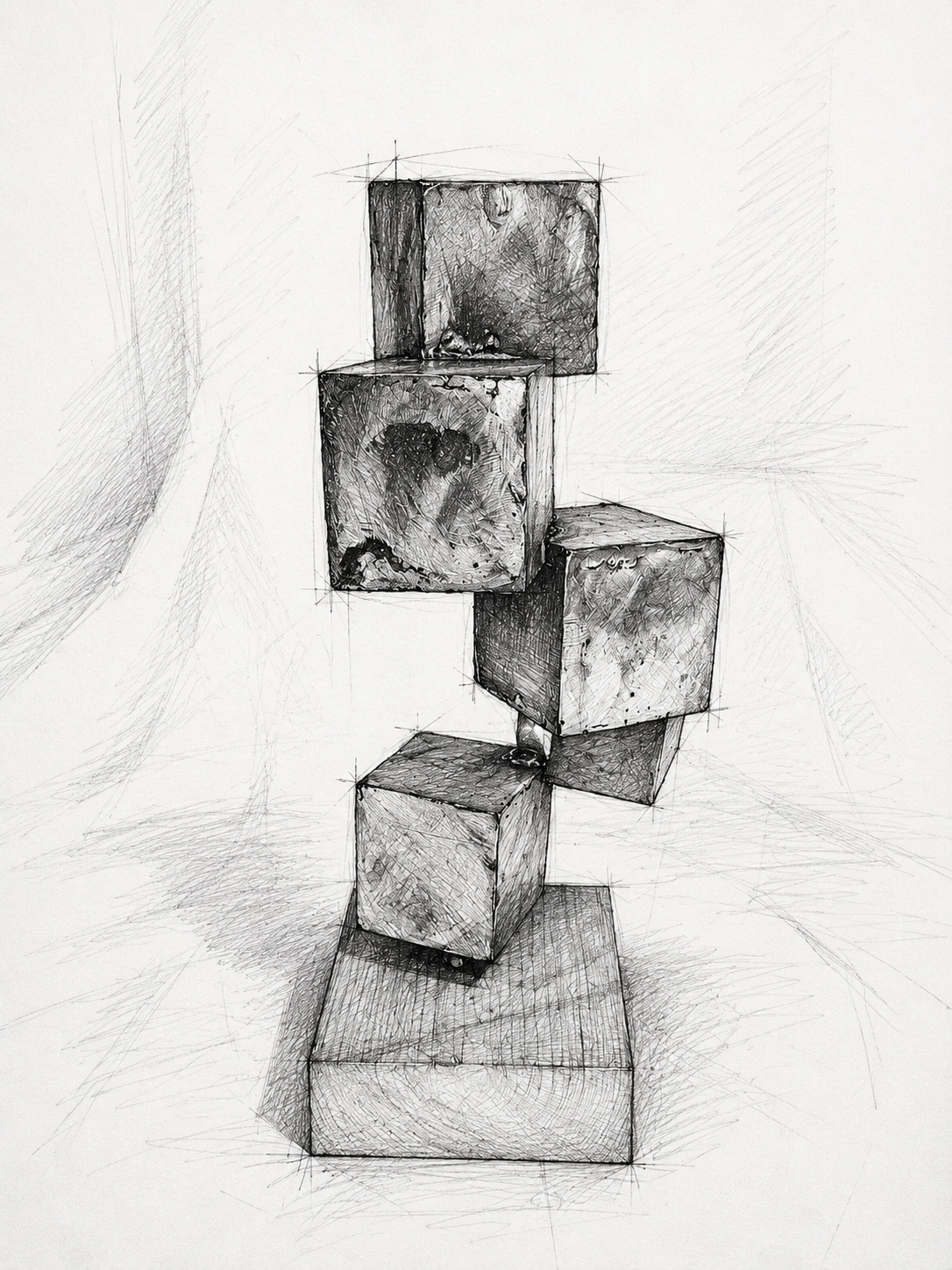 Five Cubes Print