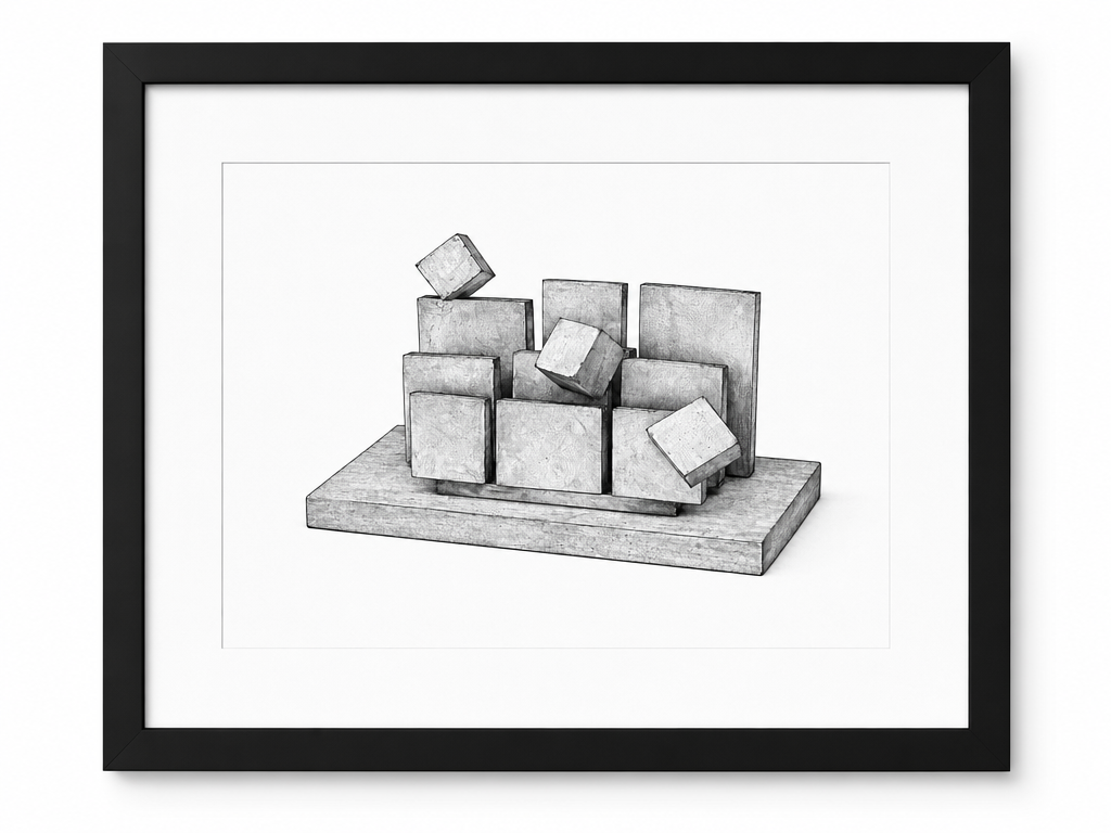 Cubes Over Waves Print