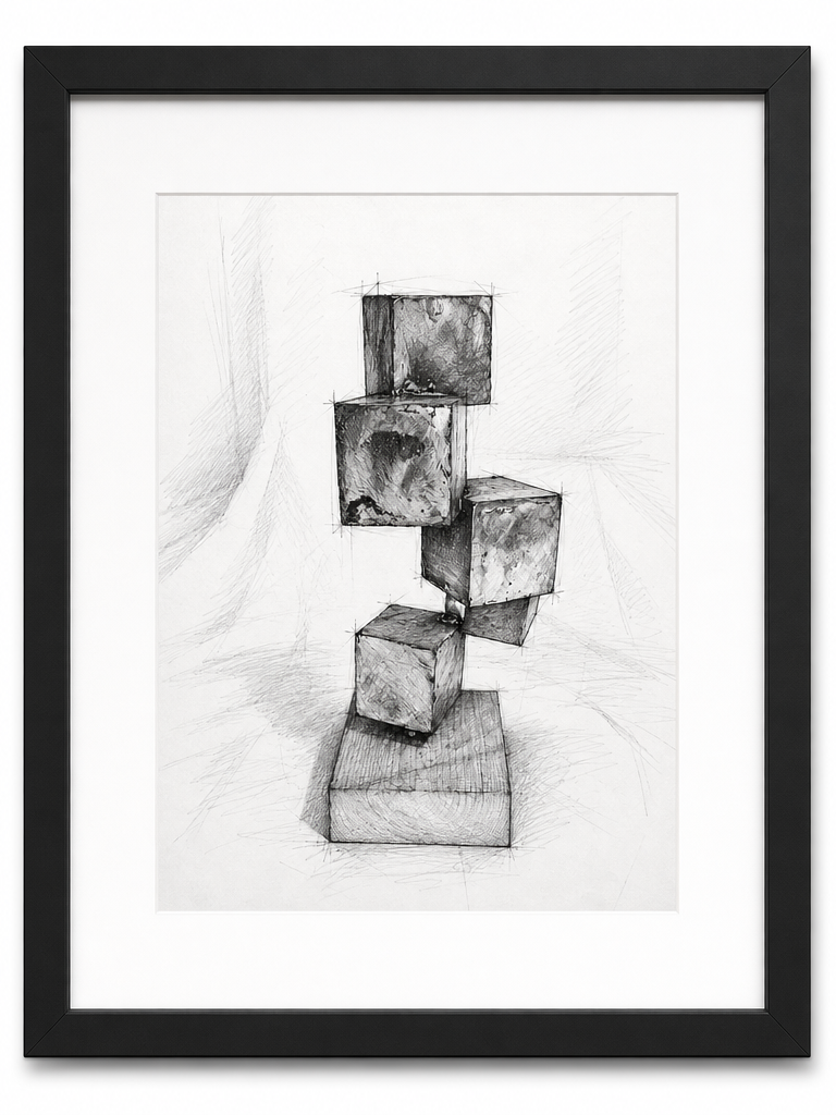 Five Cubes Print