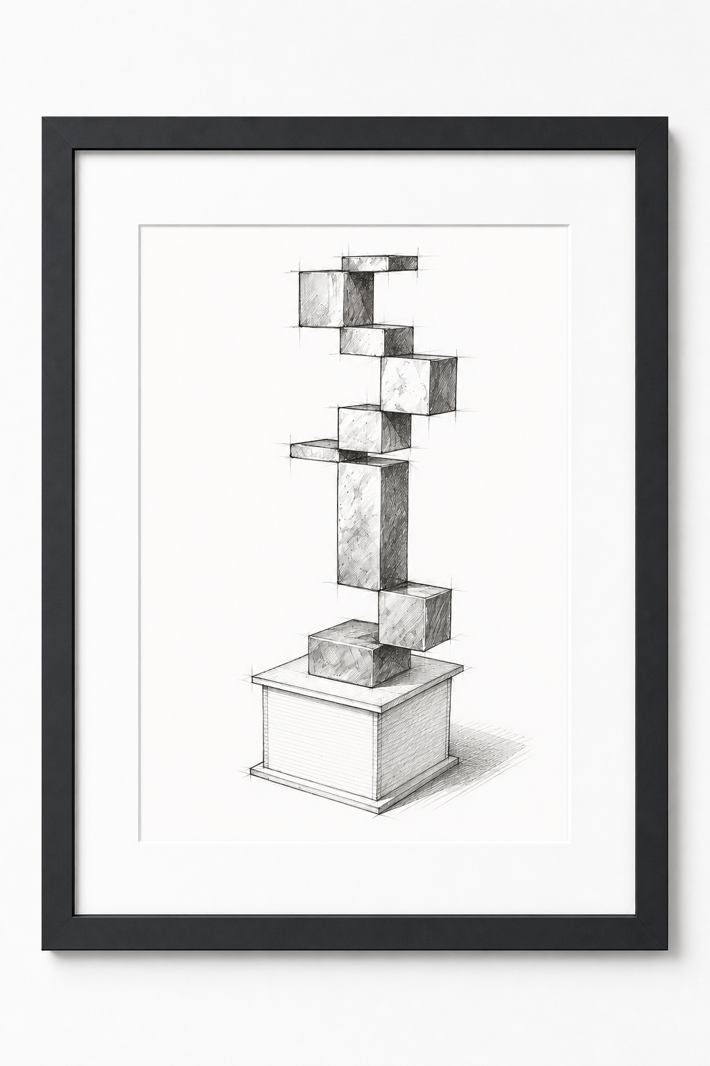 Pixilated Cubes Print