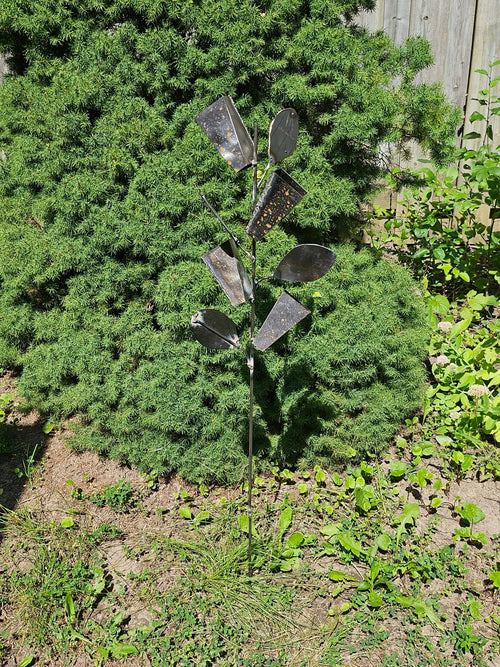 Cone Flower – Geometric Metal Garden Sculpture, 36" Outdoor Lawn Art, Handmade in Canada