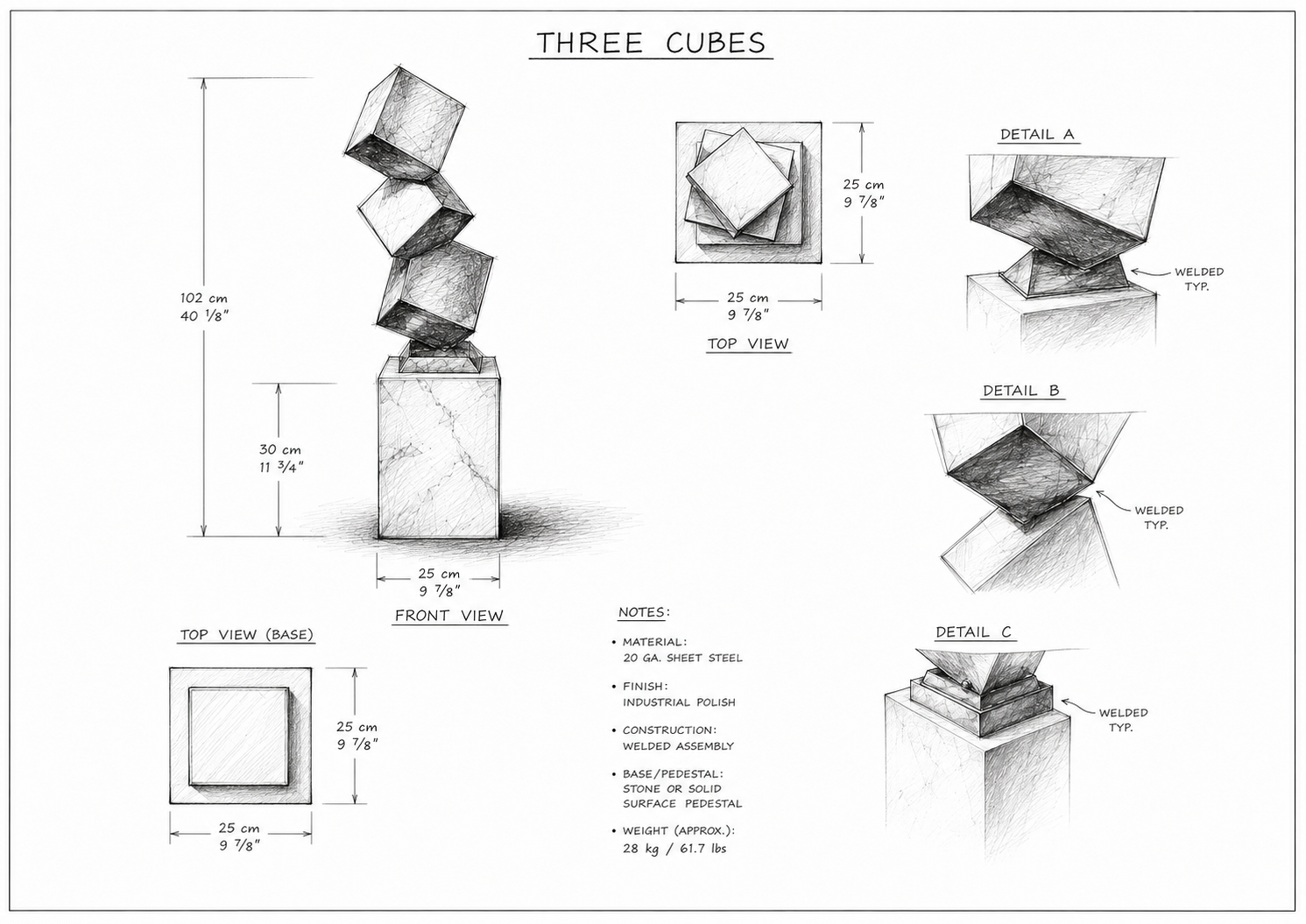 Three Cubes Print