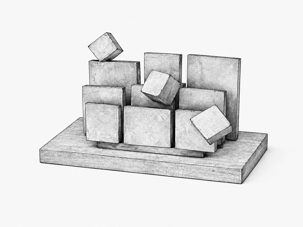 Cubes Over Waves Print