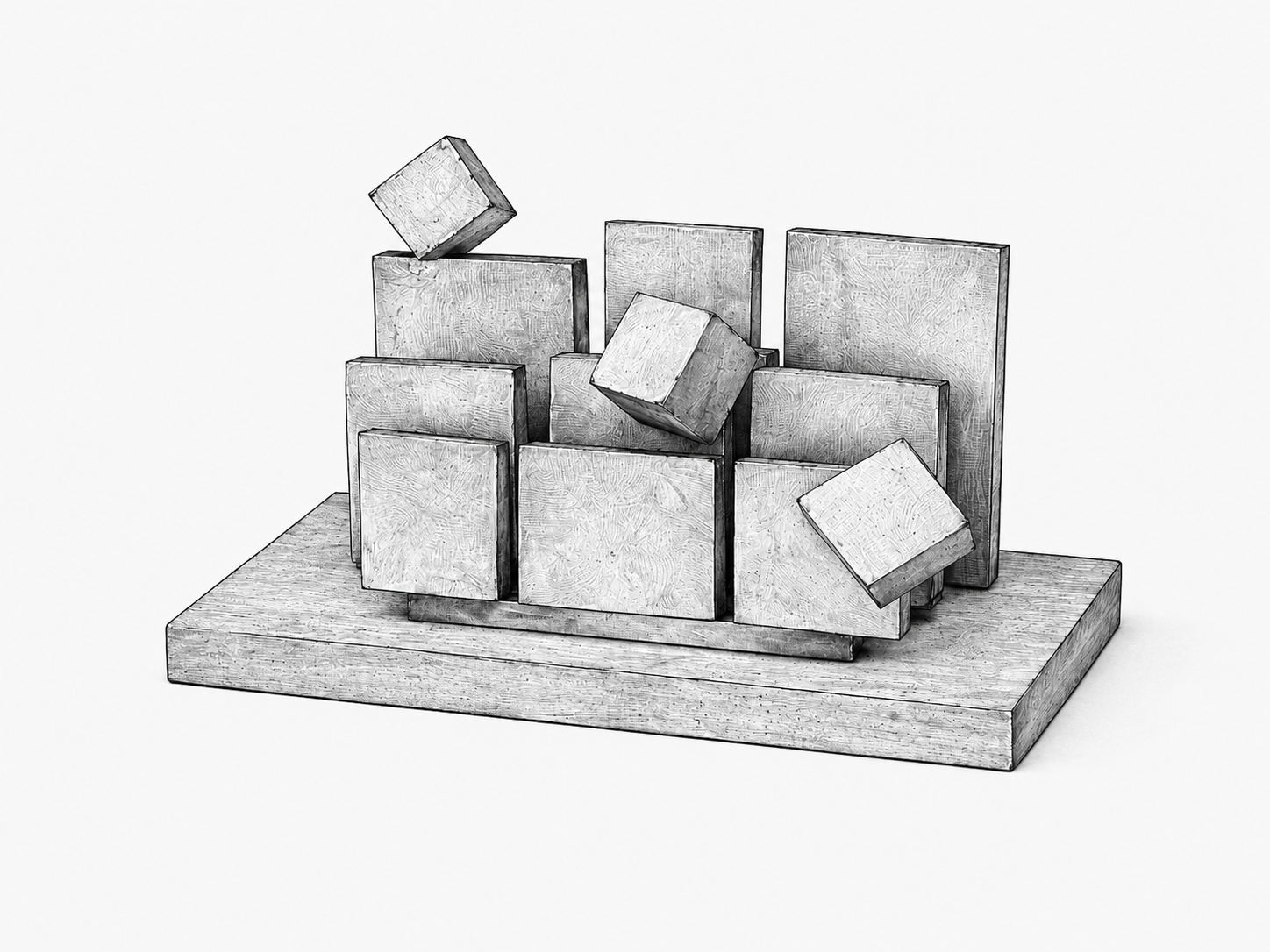 Cubes Over Waves Print